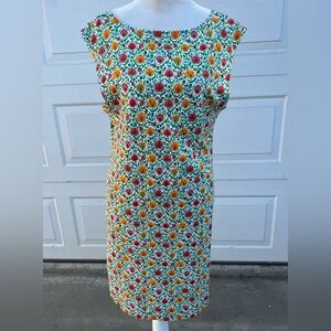 Boden Floral Midi Dress - Green, Red, Yellow